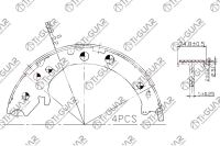 Тормозные колодки (РУЧНОГО ТОРМОЗА) TG-8003/FN8003* Ti·GUAR (комплект 4шт.)