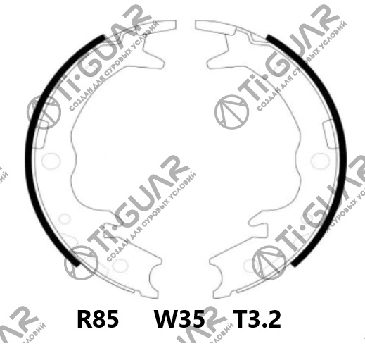 Тормозные колодки ( КОМПЛЕКТ 4ШТ. РУЧНОГО ТОРМОЗА) TG-0570/FN0570* Ti·GUAR Тормозные колодки ( КОМПЛЕКТ 4ШТ. РУЧНОГО ТОРМОЗА) TG-0570/FN0570* Ti·GUAR